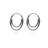 Twice As Nice Oorbellen in rosé zilver, dubbele oorring