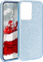 Hoesje Geschikt voor: Huawei P40 Lite Glitters Siliconen TPU Case Blauw - BlingBling Cover