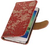 Mobieletelefoonhoesje.nl - Samsung Galaxy A3 Hoesje Bloem Bookstyle Rood