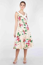 Voodoo Vixen Swing jurk -S- Lillian Floral Beige