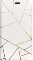 Design Softcase Booktype iPhone Xr hoesje - Grafisch Wit / Koper