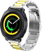 Stalen Smartwatch bandje - Geschikt voor  Samsung Gear Sport stalen band - zilver/goud - Horlogeband / Polsband / Armband