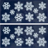 2x Kerst raamversiering raamstickers witte sneeuwvlokken 23 x 49 cm