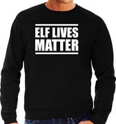 Elf lives matter Kerst sweater / Kersttrui zwart voor heren - Kerstkleding / Christmas outfit M