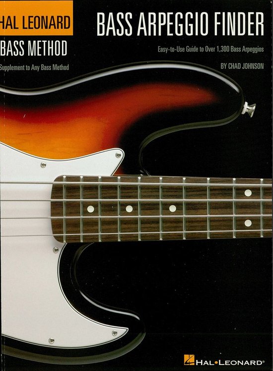 Livre 'Bass Arpeggio Finder' avec une image de guitare basse.