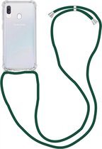 Samsung Galaxy A40 Hoesje Back Cover met Koord Donker Groen