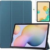 Samsung Galaxy Tab S7 Hoes Licht Blauw & Screenprotector - Trifold Tablet Case & Tempered Glass