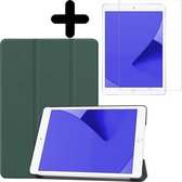 Hoes Geschikt voor iPad 10.2 2019 Hoes Luxe Hoesje Book Case Met Screenprotector - Hoesje Geschikt voor iPad 7 Hoes Cover - Donkergroen .