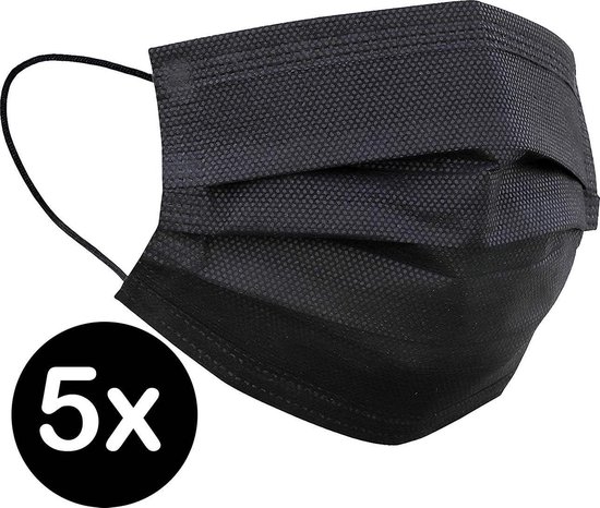 Masque facial Mondkapjes jetable Zwart non Medisch - 5x