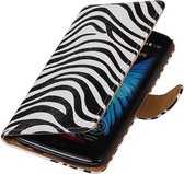 Zebra Bookstyle Wallet Case Hoesje Geschikt voor LG K10 Wit