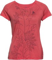 Odlo BL Concord Crew Neck T-shirt Dames, chrysanthemum-flower leaf print ss19 Maat S