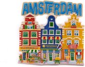 Magneet Polystone 3 Huisjes Amsterdam Blauw - Souvenir