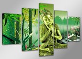 Schilderij Boeddha en bamboe 160x80cm, 5 luik