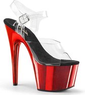 Pleaser Sandaal met enkelband, Paaldans schoenen -39 Shoes- ADORE-708 Paaldans schoenen Zwart/Rood