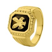 Lucardi Heren Gold plated zegelring adelaar - Ring - Cadeau - Goudkleurig