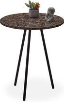 Relaxdays bijzettafel mozaïek - rond - handgemaakt - bijzettafeltje - salontafel 50 x 41 - honingkleurig