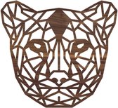 Geometrische Dieren Panter - Noten hout - L (55x51 cm) - Cadeau - Kinderen - Geschenk - Woon decoratie - Woonkamer - Slaapkamer - Geometrische wanddecoratie - WoodWideCities