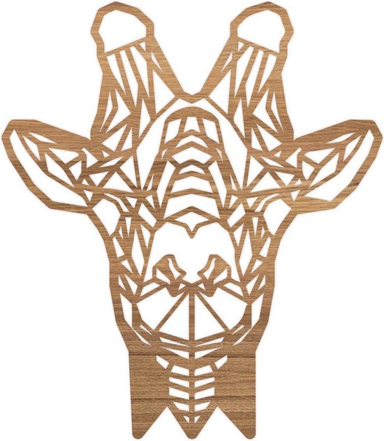 Geometrische Dieren Giraffe - Eiken hout - L (55x64 cm) - Cadeau - Kinderen - Geschenk - Woon decoratie - Woonkamer - Slaapkamer - Geometrische wanddecoratie - WoodWideCities