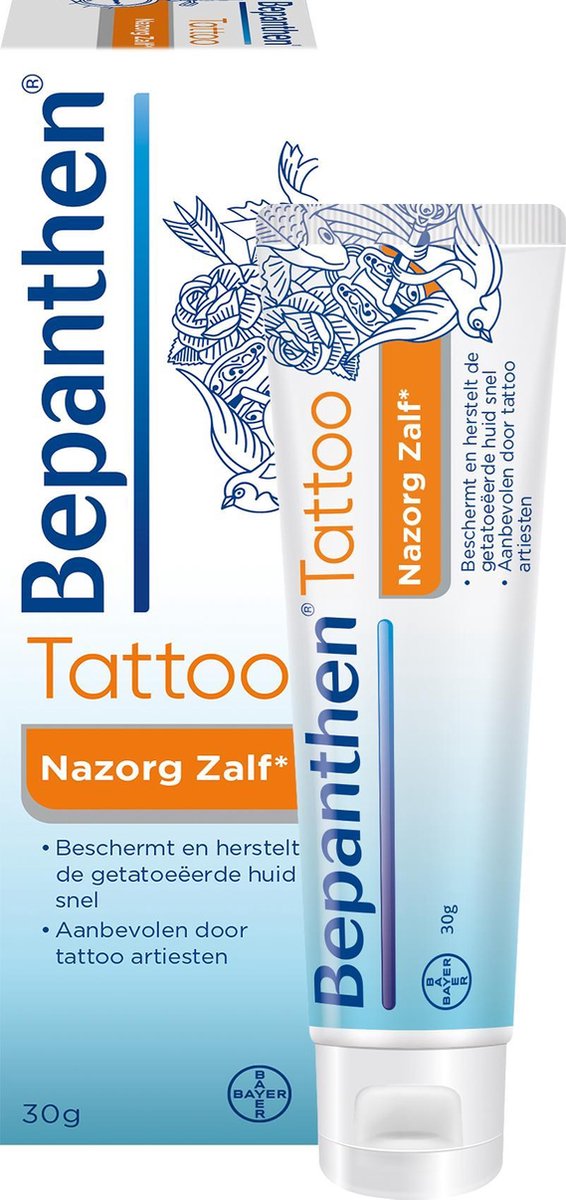 Theseus Bourgeon grijs Bepanthen Tattoo Zalf voor verantwoorde zorg van de getatoeëerde huid, 30  gram | bol.com