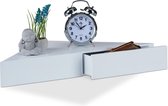 Relaxdays hoek wandplank - fotoplank - hout - wandelement - hoekplank met lade - zwevend - wit