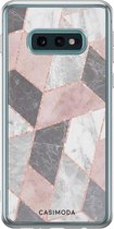 Samsung S10e hoesje siliconen - Stone grid marmer | Samsung Galaxy S10e case | Roze | TPU backcover transparant