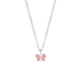 Zilveren kinderketting hanger vlinder emaille