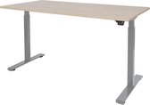 RoomForTheNew Bureau Heathrow Basic-Desk - Zit sta Bureau - Zit sta Bureau Elektrisch - Gaming Bureau - Game Bureau - Verstelbaar Bureau - standing Desk--Lindberg eiken blad-Aluminium  onderstel- 160x80