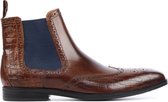 Melvin & Hamilton Mannen Leren Crocoprint Chelsea boots / Laarzen / Herenschoenen Greg 2 - Bruin - maat 44