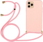 Lunso - Backcover hoes met koord - Geschikt voor iPhone 12 Mini - Roze