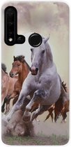 ADEL Siliconen Back Cover Softcase Hoesje Geschikt voor Huawei P20 Lite (2019) - Paarden
