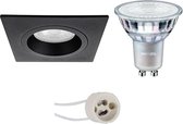 LED Spot Set - Pragmi Rodos Pro - GU10 Fitting - Inbouw Vierkant - Mat Zwart - 93mm - Philips - MASTER 927 36D VLE - 3.7W - Warm Wit 2200K-2700K - DimTone Dimbaar - BES LED