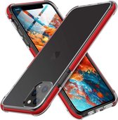 TPU Back Cover Geschikt voor : Apple iPhone 11 Pro Max  - hoesje transparant met rode rand