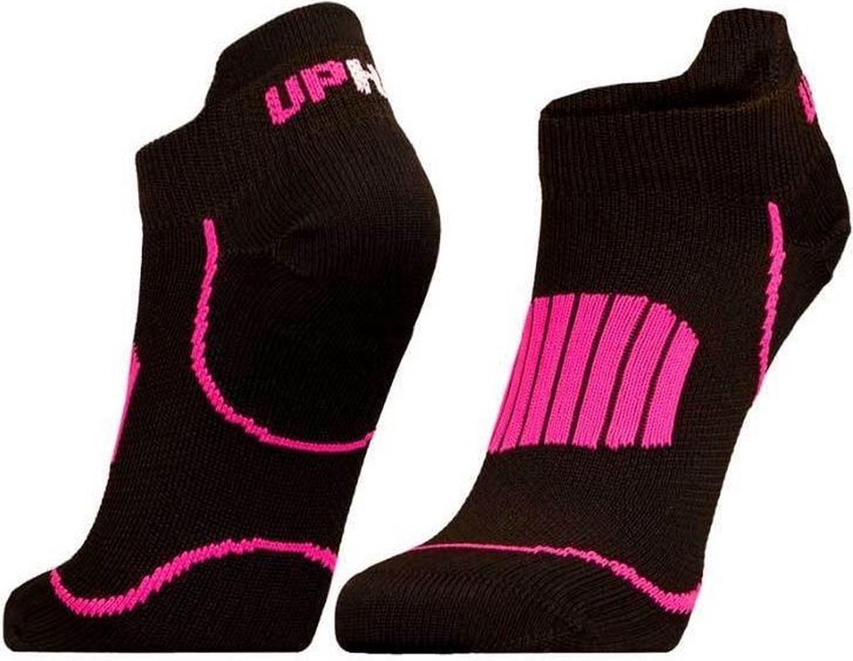 UphillSport - 2-Pack - Lage Hardloopsokken - Quickdry Lycra Grip - Heren / Dames - zwart / roze - 35-38 - 8398