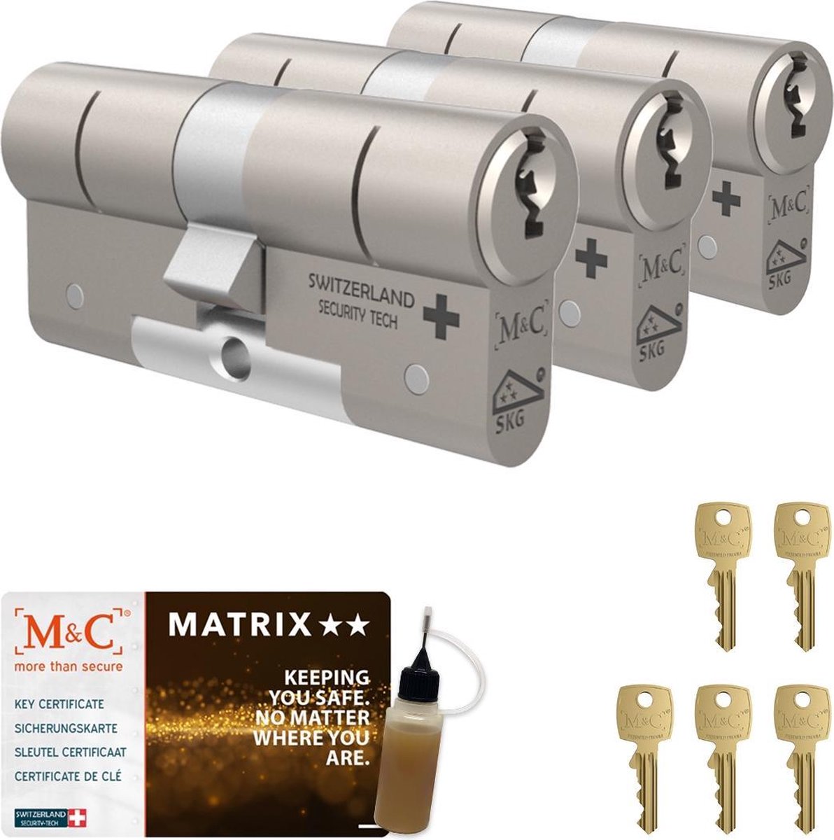 M&C Matrix - skg** 32/32 - 3 cilinders - 5 sleutels -