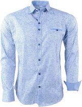 Ferlucci - Heren Overhemd - Geblokt - Milano - Stretch - Wit