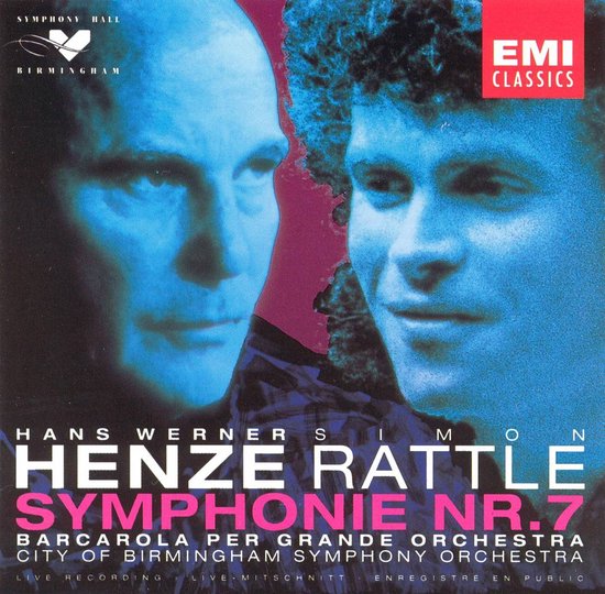Albumhoes met twee mannen, "HENZE RATTLE SYMPHONIE NR.7" en "EMI CLASSICS"