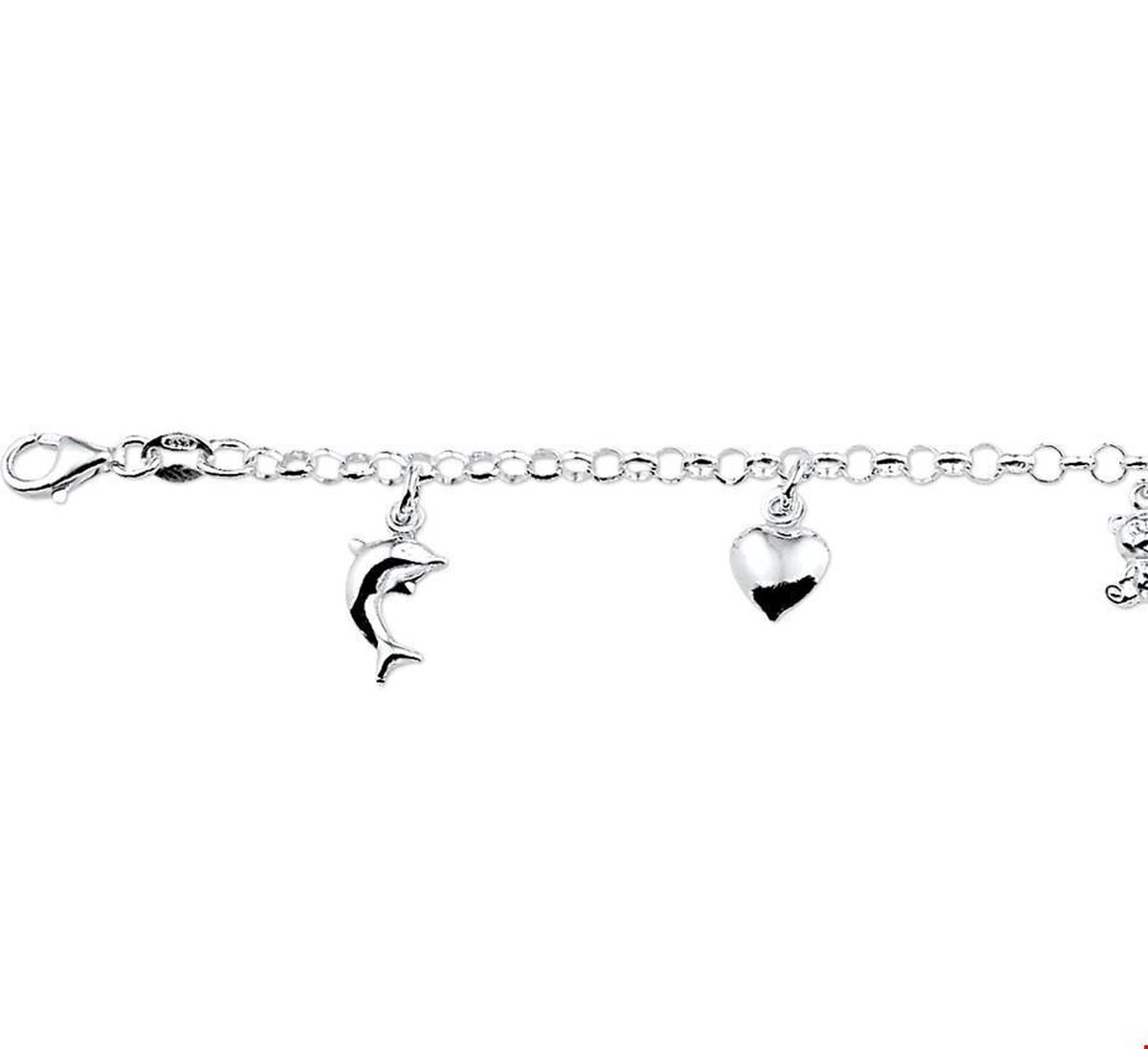 Zilver Gerhodineerd Armband Diverse Bedels 15 Cm 1321795