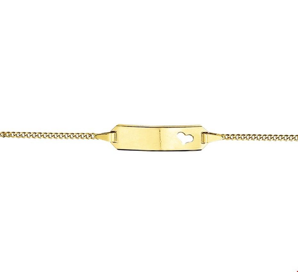 14K Geelgoud Graveerarmband Hart Gourmette 4-Zijdes Geslepen Plaat 5,0 mm 4012023