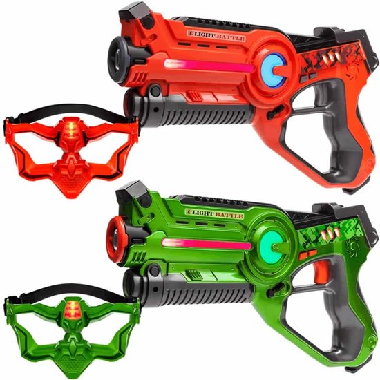 Ensemble de pistolet de jeu laser Light Battle Active + 2 Masques VIP -  Vert / Oranje... | bol