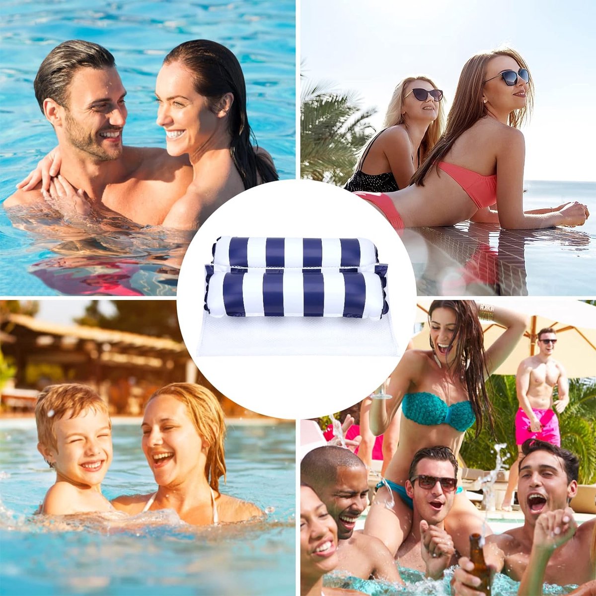 2-packs Opblaasbare Waterhangmat – 4-in-1 Multifunctioneel, Met Pomp, Voor Zwembad En Strand