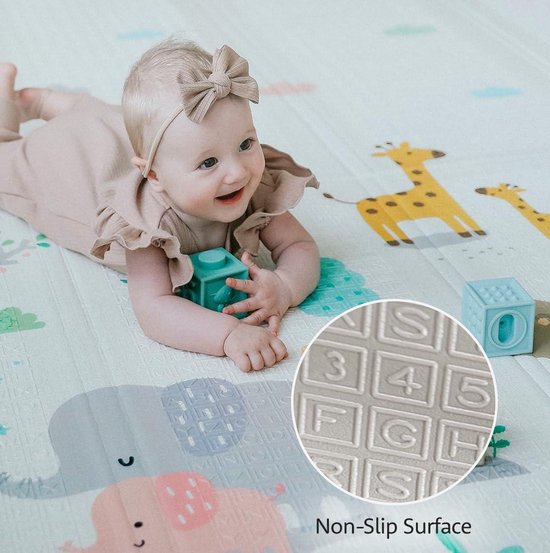 DICAO Baby Speelmat Opvouwbaar, Dubbelzijdige Kruipmat Waterdichte Draagbare Vloermat, Anti-Slip