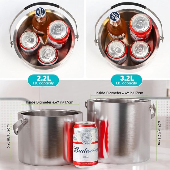 Seau à Glace Acrylique Bar Craft - 22 Litres, Noir, Léger Et Résistant - Pour Apéros, Fêtes, BBQ