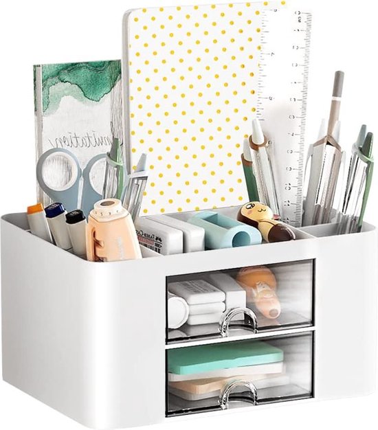 Organizer, SITHON metalen bureau-organizer met lade, pennenhouder, pap Organizer, SITHON metalen bureau-organizer met lade, pennenhouder, pap