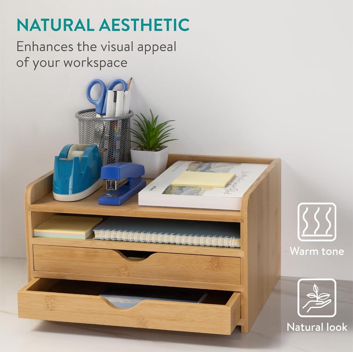 Eleganza Bamboe Organiser met 2 Lades 18.5×11.5×9.3 cm Eleganza Bamboe Organiser met 2 Lades 18.5×11.5×9.3 cm