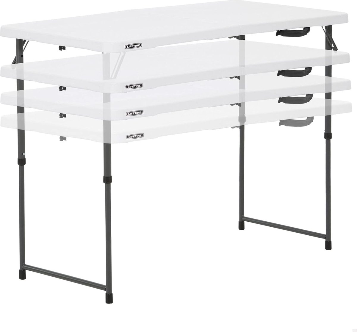 In hoogte verstelbare klaptafel wit 1219x61x61-914 cm