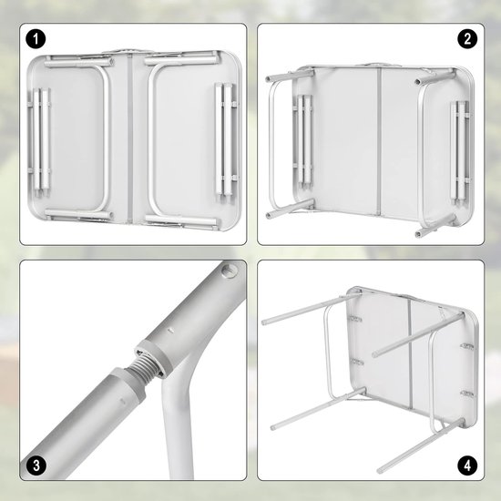 Picknicktafel Wandeltafel inklapbaar in aluminium en MDF - Campingtafel hoogte verstelbaar camping table — afbeelding 3