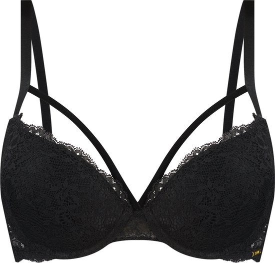 Sapph - Push-Up bh - Bandjes boven cups - Met kant - Odetta - Zwart - 85D