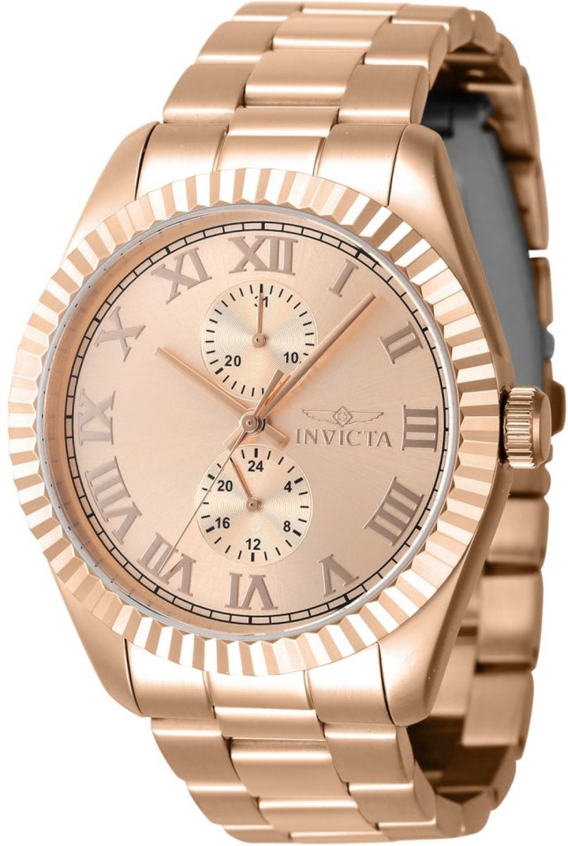 Invicta Specialty 47433 Heren Horloge - Waterdicht - Analoog - Quartz Uurwerk - Roestvrij Staal met rosegouden Wijzerplaat - 43mm