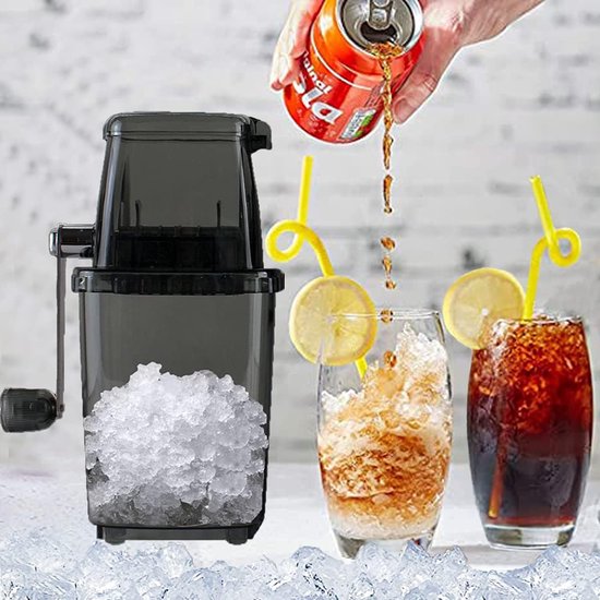 Crushed Ice Maker Handmatige ijsmachine roestvrij staal crushed ijsmachine met handslinger ijscrusher zomer stroomloos transparant ijsversnipperaar bar keuken ijs drinkaccessoires (grijs) — afbeelding 3