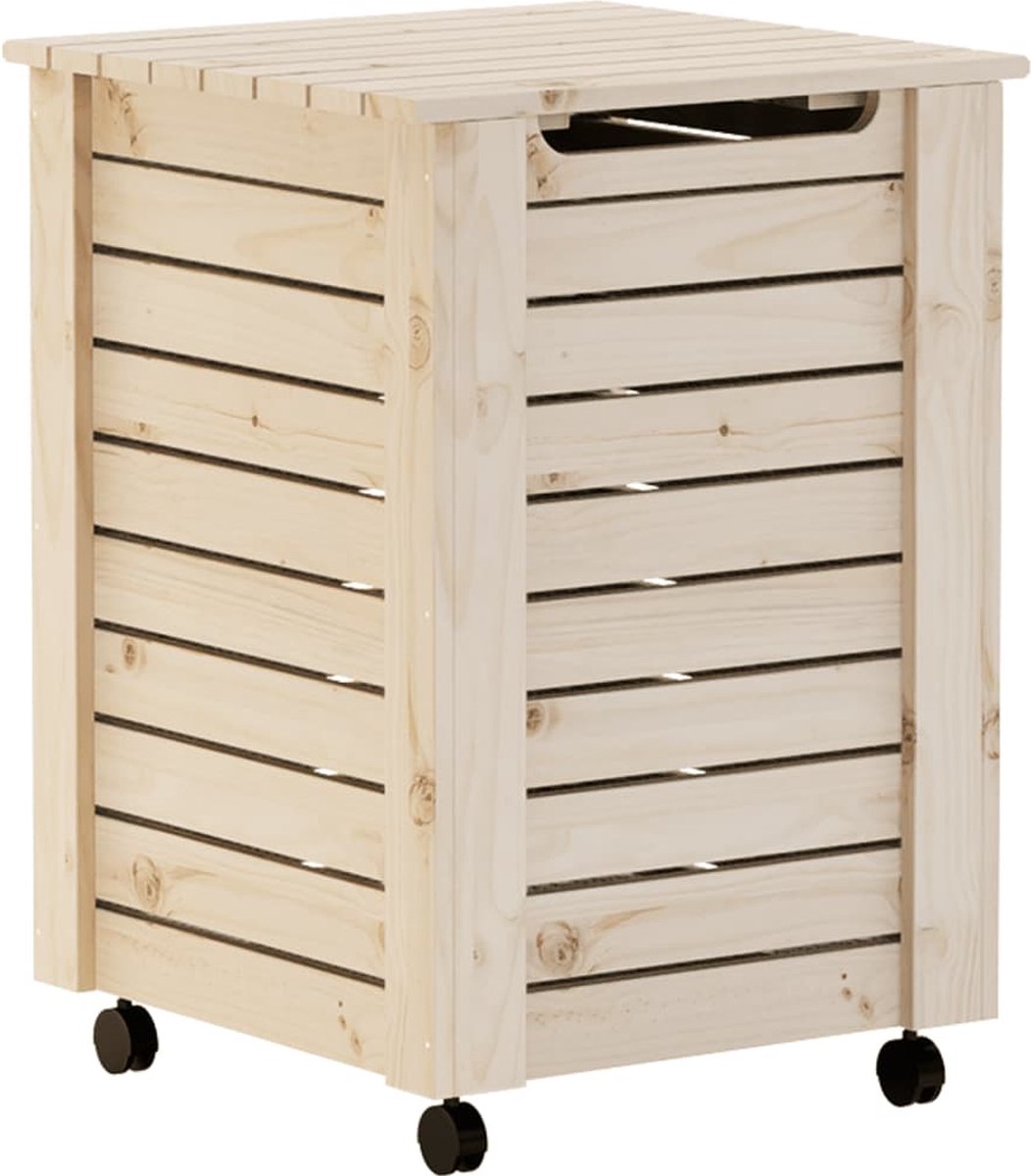 Goedkoopste vidaXL - Wasmand - met - wielen - RANA - 45x45x64 - cm - massief - grenenhout